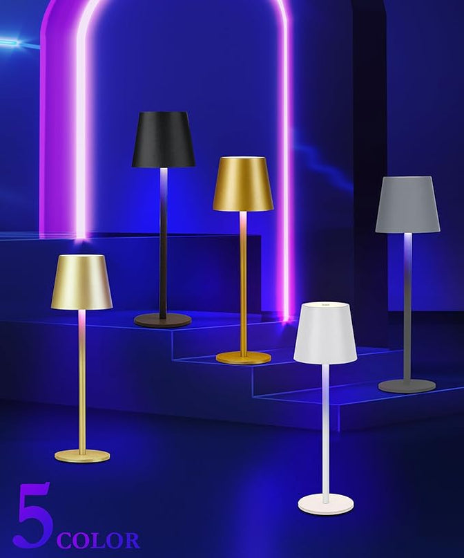 2-Pack RGB Cordless Table Lamp, 5200mAh RGB 8 Modes & Touch Control Rechargeable Battery Desk Lamp, IP54 Waterproof outdoor table lamp for Bedroom/Outdoor/Restaurant/Camping/Bars(Champagne) - LeafyLoom
