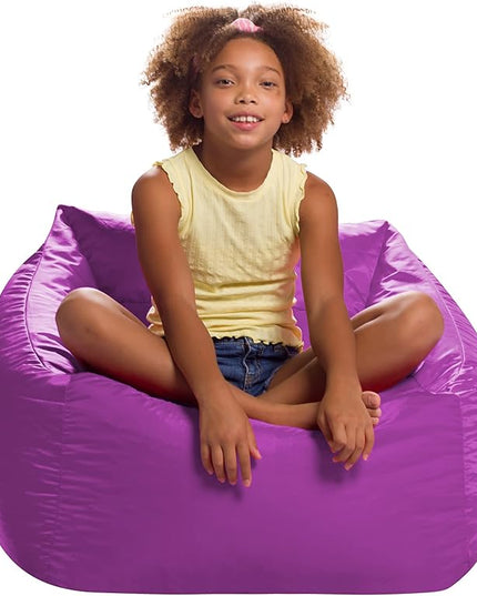 Posh Creations Coronado Bean Bag Boys and Girls Large Chair for Kids, for Gaming and Playrooms, Soft Nylon-Purple, Large Bean Bag - LeafyLoom