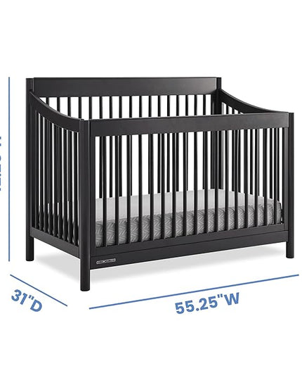Delta Children Brooks 6-in-1 Convertible Crib, Midnight Grey + Simmons Kids Quiet Nights Breathable Crib Mattress with Removable/Machine Washable Cover (Bundle) - LeafyLoom