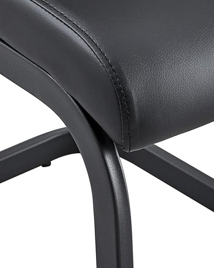 PU Faux Leather Dining Chairs Set of 2, Modern Dining Room Chair Kitchen Chairs with Upholstered Seat, Black Metal Legs and High Back, Sillas para Comedor, Black+PU - LeafyLoom