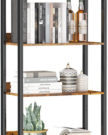 Furologee 6-Tier Bookshelf, Tall 71" Rustic Bookcase with 2 Drawers Storage Organizer, Industrial Display Free Standing Shelf Units, Wood and Metal Storage Rack for Home Office, Bedroom, Rustic Brown - LeafyLoom