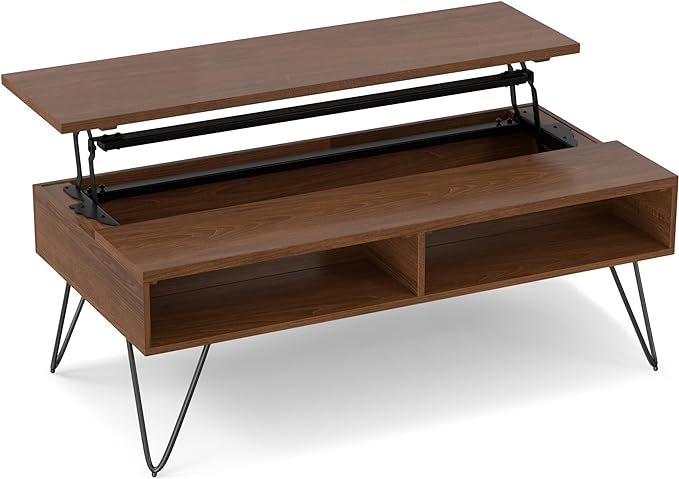 SIMPLIHOME Hunter Lift Top Coffee Table, 48 inch, Walnut Veneer - LeafyLoom