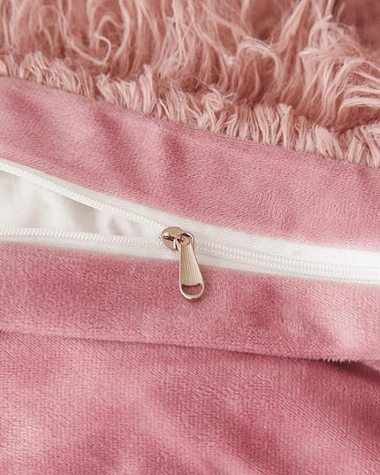 FOPPA Old Pink fluffy Comforter Cover Set king- Ultra Soft fluffy Old Pink Bedding Sets 3 Pieces (1 Duvet Cover + 2 Pillow case) Old Pink fluffy bed set (Old Pink, King) - LeafyLoom