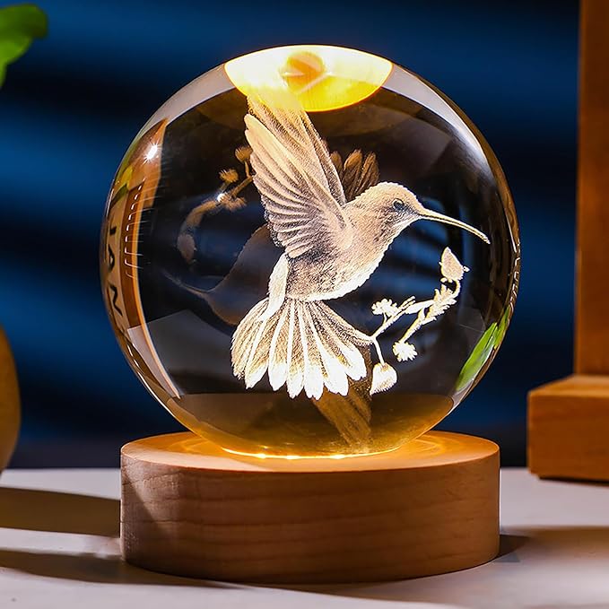 Bird Gifts for Kids, Large 3D Bird Lamp, Crystal Bird Night Light 16 Color Changing with Remote Control for Bedroom Decor, Bird Figurines - LeafyLoom