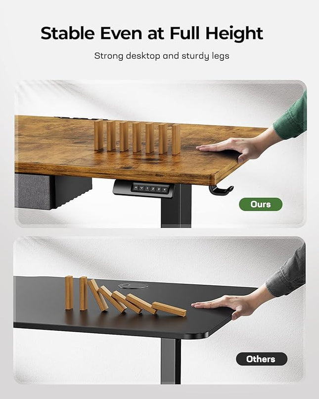 Marsail Standing Desk with Drawer, 55x24 Inch Adjustable Height Standing Desk, Electric Stand up Desk, Sit Stand Home Office Desk, Ergonomic Workstation for Home Office Computer Gaming Desk Rustic - LeafyLoom