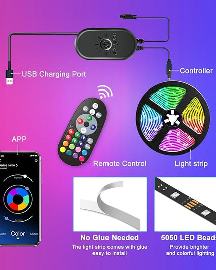 Nexillumi LED Lights for TV, 13.2ft TV LED Backlight for 32-65 Inch, RGB LED Strip Lights Behind TV, APP Remote Control Music Sync TV Led Lights for Bedroom Nexillumi