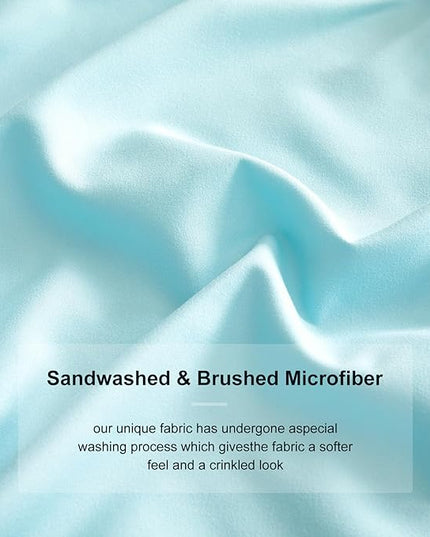 Bed Sheet Set - Brushed Microfiber Bedding - Bedding Sheets & Pillowcases - Deep Pockets - Easy Fit - Breathable & Soft Hotel Sheets - 4 Piece Full Aqua - LeafyLoom