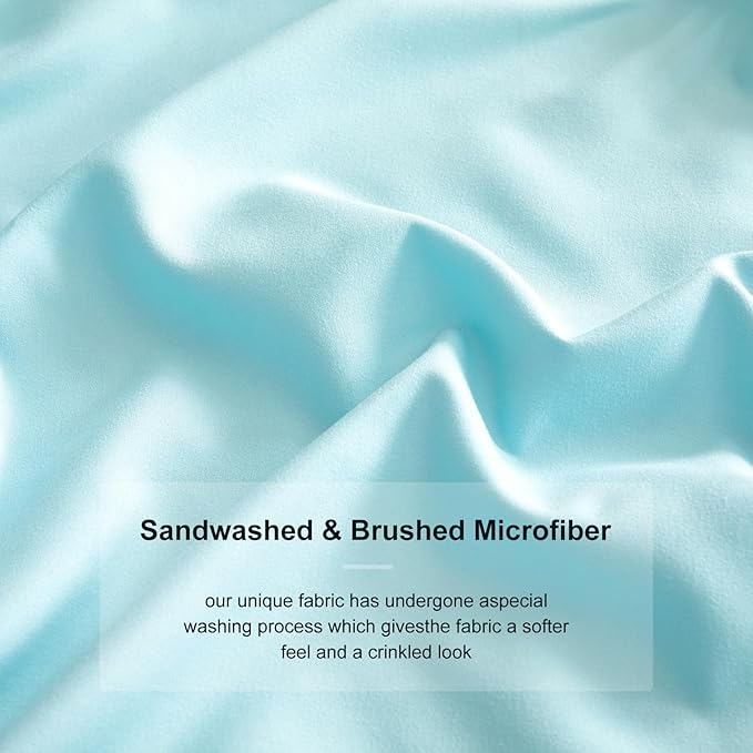 Bed Sheet Set - Brushed Microfiber Bedding - Bedding Sheets & Pillowcases - Deep Pockets - Easy Fit - Breathable & Soft Hotel Sheets - 4 Piece Full Aqua - LeafyLoom
