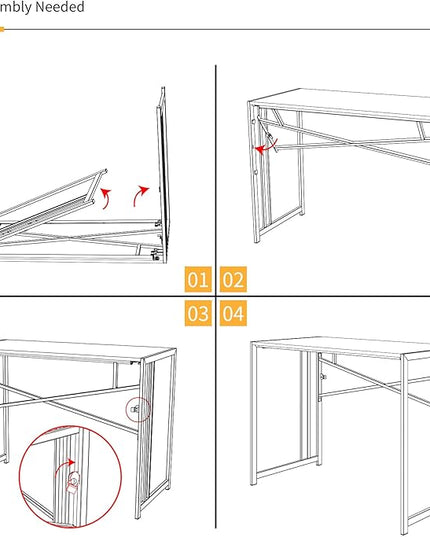 32 inch Folding Small Desk, Writing Gaming Computer Camping Desk for Small Spaces, No Assembly Required Home Office Desk, White Marble - LeafyLoom