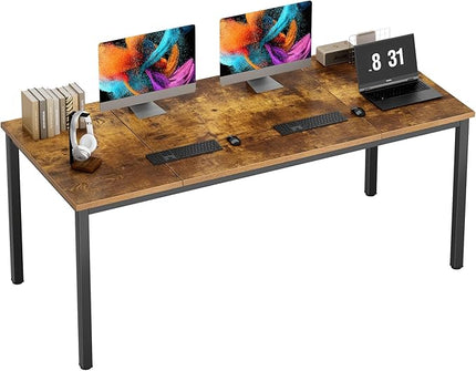 Need Large Computer Desk 70.8 x 31.5 inches Conference Table Large Office Desk Writing Table Workstation for Home Office,Rustic Brown & Black 10FJGSAC3-180FG-ND - LeafyLoom
