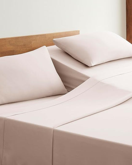UGG 33612 Alahna Split King Bed Sheet and Pillowcase 5-Piece Set Sleep in Luxury Machine Washable Deep Pockets Wrinkle-Resistant Breathable Cozy Comfort Silky Cooling Sheets, Split King, Shell - LeafyLoom