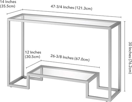 Henn&Hart 47.75" Wide Rectangular Console Table in Satin Nickel, Entryway Table, Accent Table for Living Room, Hallway - LeafyLoom
