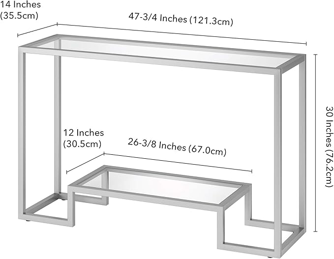 Henn&Hart 47.75" Wide Rectangular Console Table in Satin Nickel, Entryway Table, Accent Table for Living Room, Hallway - LeafyLoom