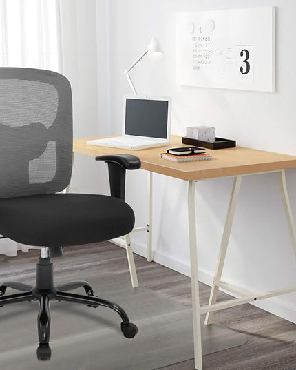 BestOffice Big and Tall Office Chair 500lbs Desk Chair Mesh Computer Chair with Lumbar Support Wide Seat Adjust Arms Rolling Swivel High Back Task Executive Ergonomic Chair for Home Office (Grey) - LeafyLoom