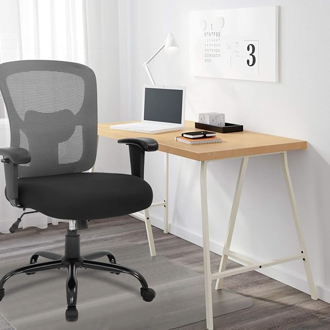 BestOffice Big and Tall Office Chair 500lbs Desk Chair Mesh Computer Chair with Lumbar Support Wide Seat Adjust Arms Rolling Swivel High Back Task Executive Ergonomic Chair for Home Office (Grey) - LeafyLoom