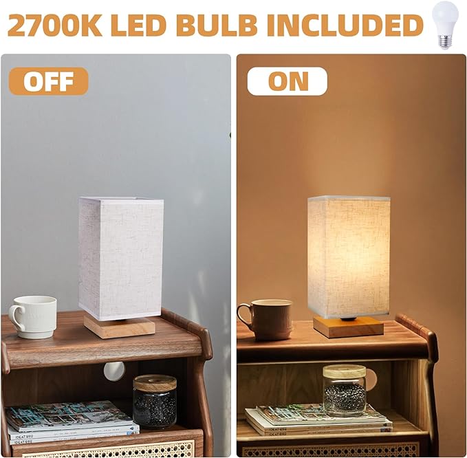 Table Lamp for Bedroom - Small Beside Touch Lamps for Night Stands Home Office - Minimalist Design Warm Light Mini Boho Lamp - Fits in Kids,Living,Nursey Room,College Dorm - Awesome Gift Choice - LeafyLoom