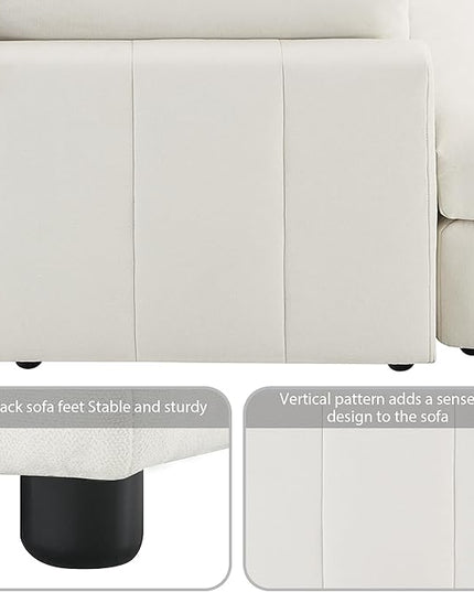 Sectional Sofa-90 * 88" L-Shape Couch Set with Chaise Lounge, 5-Seat Modular Sofa with 3 Pillows for Living Room, Apartment, Office - LeafyLoom