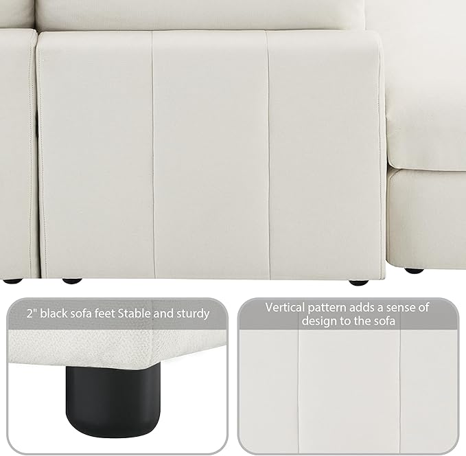Sectional Sofa-90 * 88" L-Shape Couch Set with Chaise Lounge, 5-Seat Modular Sofa with 3 Pillows for Living Room, Apartment, Office - LeafyLoom