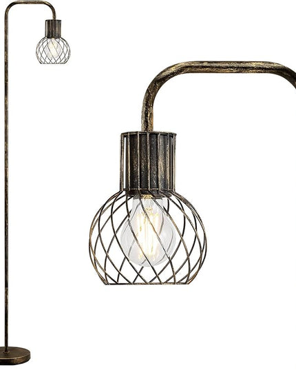 Industrial Floor Lamp, Antique Bronze Standing Lamp Modern with 6W LED Bulb, Foot Switch, Metal Tall Lamps for Living Room, Bedroom, Office, Vintage Stand Up Lamp, Minimalist Farmhouse Floor Lamp - LeafyLoom