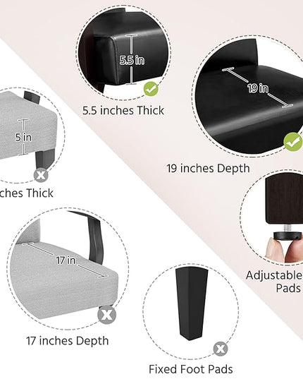 Yaheetech PU Leather Accent Chair, Mid-Century Modern Armchair with Solid Wood Legs, Reading Leisure Chair with High Back for Living Room Bedroom Waiting Room, Black - LeafyLoom