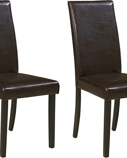Signature Design by Ashley Kimonte Modern 19" Faux Leather Upholstered Armless Dining Chair, 2 Count, Dark Brown - LeafyLoom
