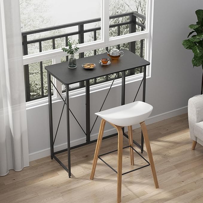 39.37" Folding Standing Desk, Small Laptop Stand Up Desk for Sitting or Standing, No Assembly Needed Folding Desk, Portable Standing Desk, Tall Foldable Desk for Home, Office, Small Spaces (Black) - LeafyLoom