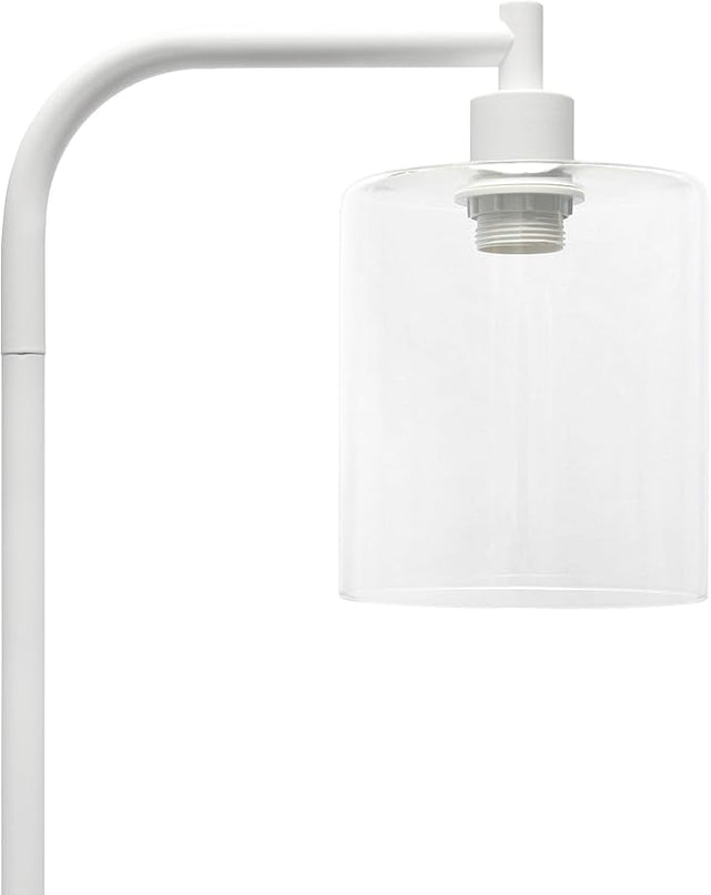 Simple Designs LF1036-WHT Antique Style Industrial Iron Lantern Glass Shade Floor Lamp, White 12 x 10 x 63 - LeafyLoom