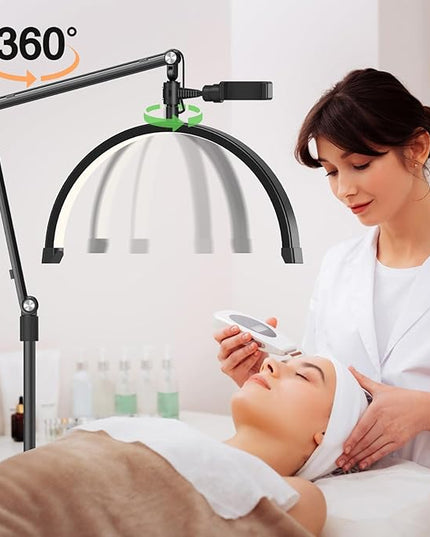 Professional LED Lash Light for Eyelash Extensions, Clip on Lash Lamp for Makeup, Nail, Skincare and Tattoo with Phone Holder - Adjustable Brightness and Color Temperature 3000K-6000K - LeafyLoom