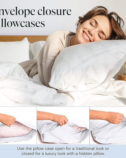LuxClub 6 PC King Size Sheet Set Bed Sheets Deep Pockets 18" Eco Friendly Wrinkle Free Cooling Bed Sheets Machine Washable Hotel Bedding Silky Soft - Snow White King - LeafyLoom