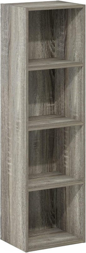 Furinno Luder Bookcase / Book / Storage, 4-Tier Cube, French Oak - LeafyLoom