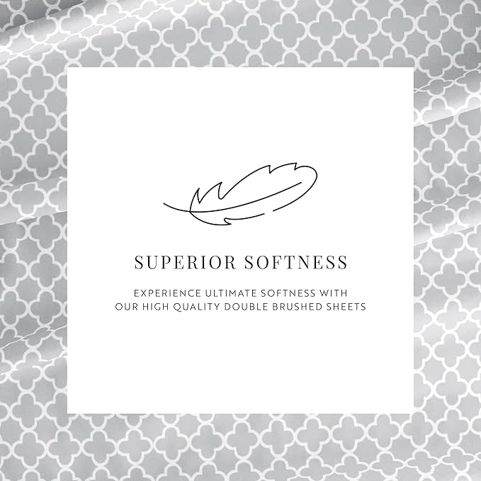 Linen Market 4 Piece Full Bedding Sheet Set (Gray Quatrefoil) - Sleep Better Than Ever with These Ultra-Soft & Cooling Bed Sheets for Your Full Size Bed - Deep Pocket Fits 16" Mattress - LeafyLoom