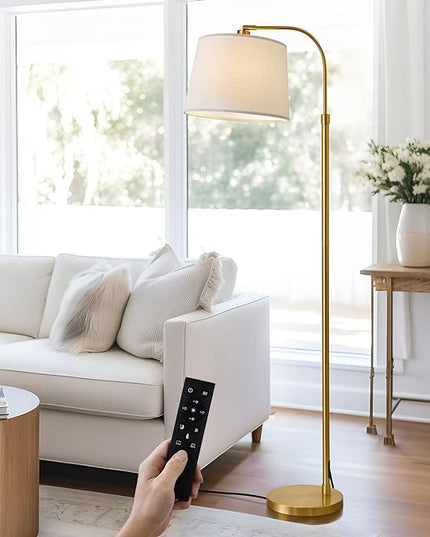 Oneach 62" Gold Floor Lamp for Living Rooms Tall Arc Standing Lamps with remote Bedrooms Industrial Corner Nursery Girls Kid Vintage Mid-Century Modern Reading Light Office(Bulb Included) - LeafyLoom