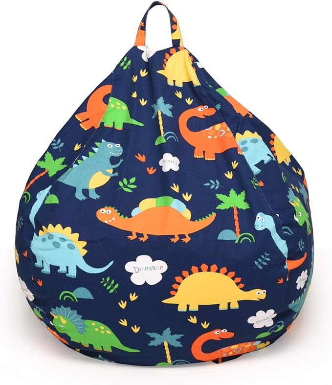 YuppieLife Kids Storage Bean Bag Cover（No Filling）Toy Organizer|Carrying Handle Sofa|Available for Kids and Teenager|Cuddle Chair|Machine Washable and Durable（38“,Dinosaur） - LeafyLoom