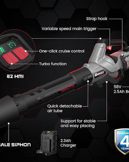 (2024 New Version) 58V 730CFM Cordless Leaf Blower with 2.5AH Battery & Charger - LeafyLoom