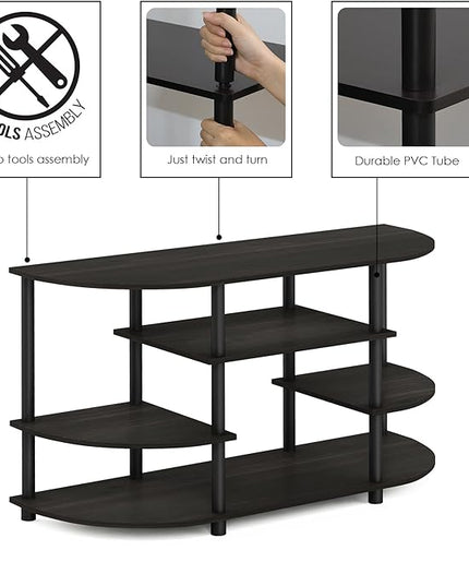 Furinno JAYA Simple Design Corner TV Stand, Espresso/Black - LeafyLoom