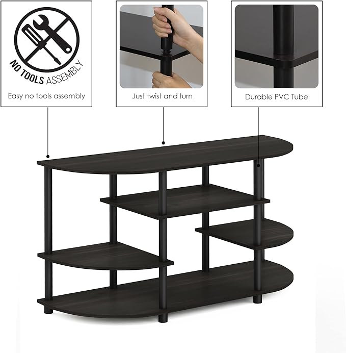 Furinno JAYA Simple Design Corner TV Stand, Espresso/Black - LeafyLoom