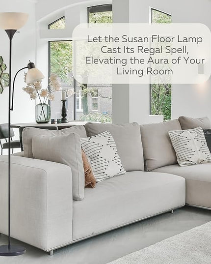 LIGHTACCENTS Adjustable Black Floor Lamp, 72'', Reading Light, Modern Style, Tall Lamp for Living Room, Bedroom, Office - LeafyLoom