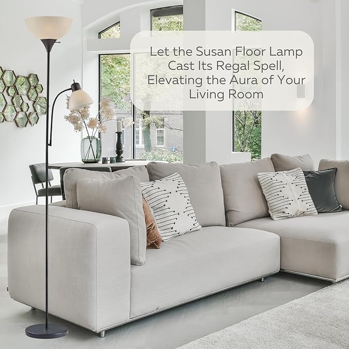 LIGHTACCENTS Adjustable Black Floor Lamp, 72'', Reading Light, Modern Style, Tall Lamp for Living Room, Bedroom, Office - LeafyLoom