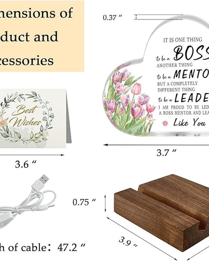 ACSENCETER Thank You Boss Gift for Women It is One Thing to Be A Boss Night Lights for Boss Lady Acrylic Office Desk Decoration for Leader USB Night Lamp Keepsake Birthday Gift from Staff 3.7" - LeafyLoom