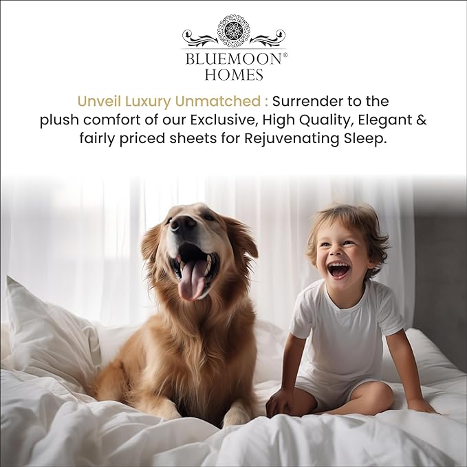 Bluemoon Homes 100% Egyptian Cotton California King Sheets Set, 1000 Thread Count Long Staple Cotton, Thick Sateen Cal King Sheets with 18 Inch Deep Pocket, Ultra Soft & Breathing Cotton - Aqua Blue - LeafyLoom