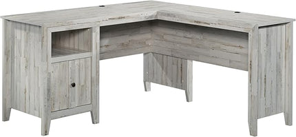 Sauder Dakota Pass L-Desk, L: 59.09" x W: 59.72" x H: 30.00", White Off-White - LeafyLoom