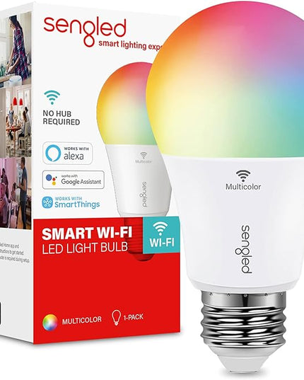 Sengled Smart Light Bulb, Color Changing Light Bulb, WiFi Light Bulbs No Hub Required, Smart Bulbs that Work with Alexa & Google Home, Smart LED A19 RGB Light Bulbs, 1 Pack Sengled