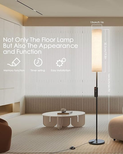 Floor Lamp,4 Color Temperature Modern LED Standing Lamp,Stepless Dimmer Remote Control Floor Lamps for Living Room/Bedroom/Office,3000k-7000k Elegant Tall Lamps with Linen Lamp Shade,Timmer - LeafyLoom
