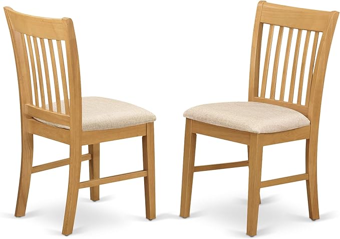 East West Furniture Dublin 5 Piece Kitchen Set Includes a Round Room Table with Dropleaf and 4 Linen Fabric Upholstered Dining Chairs, 42x42 Inch, DLNO5-OAK-C - LeafyLoom