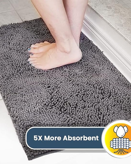 Muddy Mat® Shown on TV – Super Absorbent Microfiber Dog Door Mat for Muddy Paws, Non-Slip Washable Pet Rug, Quick Dry Chenille Entryway Carpet, Machine Washable Indoor Outdoor mat, Grey 35"x24" MuddyMat