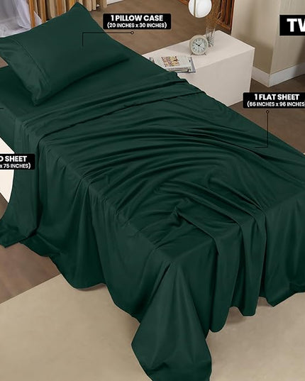 Utopia Bedding Twin Bed Sheets Set - 3 Piece Bedding - Brushed Microfiber - Shrinkage and Fade Resistant - Easy Care (Twin, Emerald) - LeafyLoom