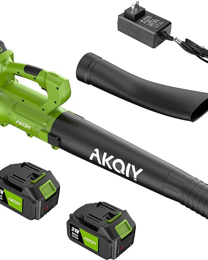 Cordless Leaf Blower - 90 MPH/440 CFM, Brushless Motor, Electric Leaf Blower, 2 X 21V 4.0Ah Battery and Charger,Lightweight and Powerful Battery Operated for Lawn Care, Yard, Garage Cleaning - LeafyLoom