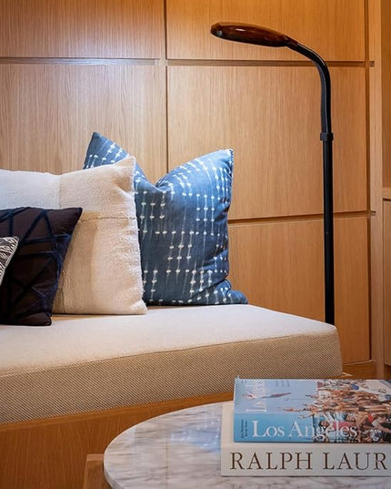 Brightech Litespan - Bright LED Floor Reading Lamp for Over Chair Crafts and Reading, Estheticians' Light for Lash Extensions, Adjustable Standing Lamp for Living Room, Bedroom, Office - Havana Brown - LeafyLoom