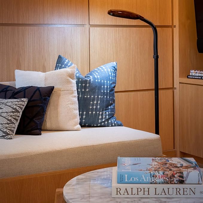 Brightech Litespan - Bright LED Floor Reading Lamp for Over Chair Crafts and Reading, Estheticians' Light for Lash Extensions, Adjustable Standing Lamp for Living Room, Bedroom, Office - Havana Brown - LeafyLoom