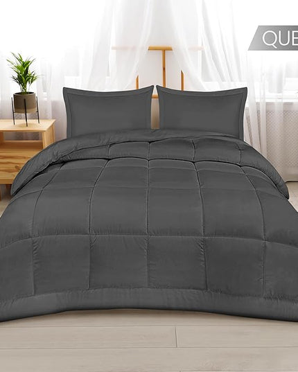 Utopia Bedding Queen Size Comforter Set with 2 Pillow Shams, Bedding Comforter Sets, Down Alternative Grey Comforter, Soft and Comfortable, Machine Washable - LeafyLoom